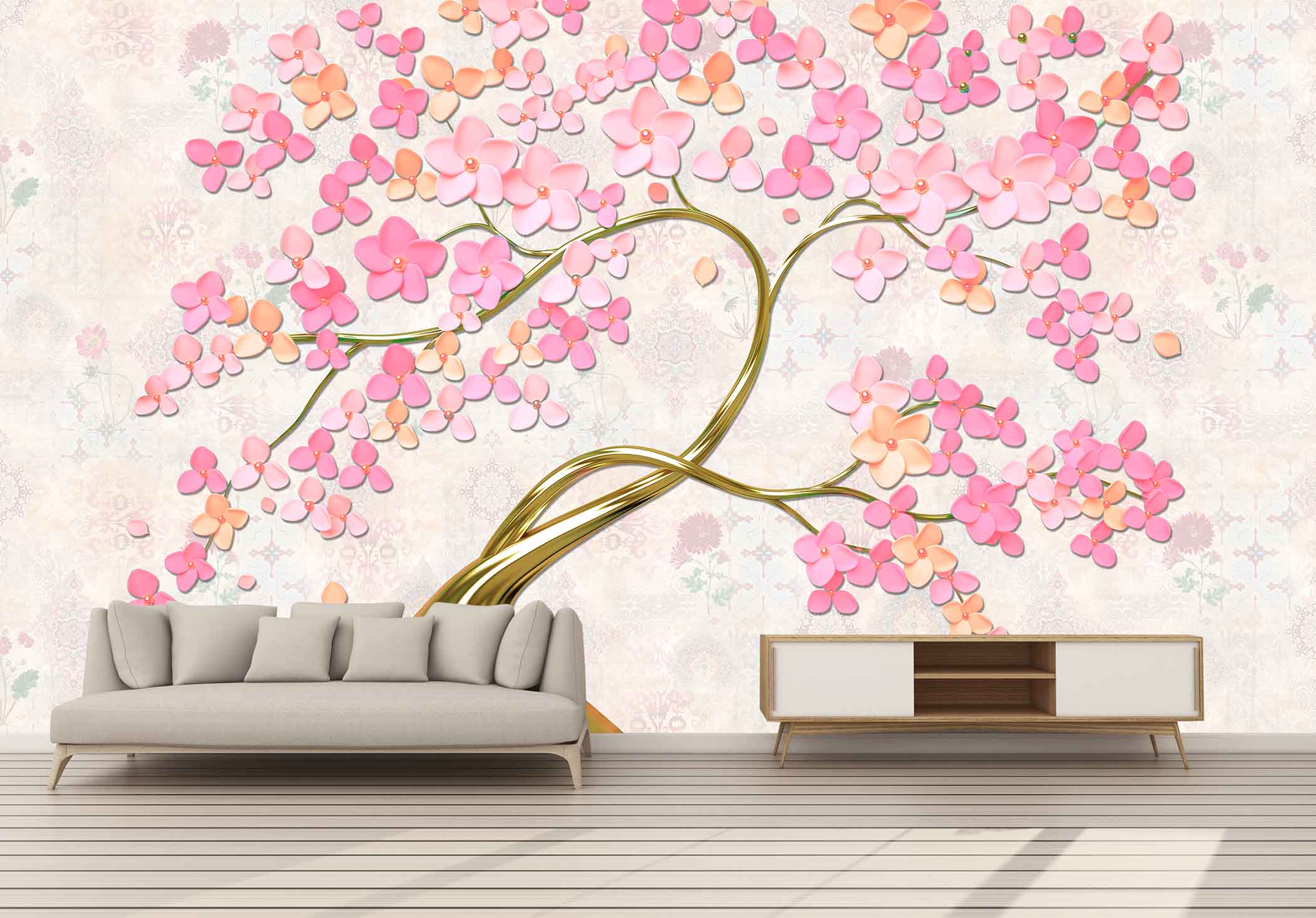 Beauteous Floral wallpaper in HD Digital Print to give a rich look to your walls